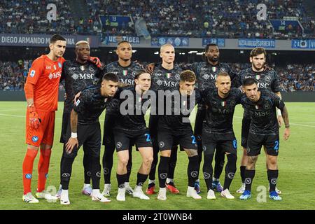 Naples, Italie. 08 octobre 2023. Napoli Team, lors du match de la ligue italienne de Serie A entre Napoli vs Fiorentina résultat final, Napoli 1, Fiorentina 3, match joué au stade Diego Armando Maradona. Crédit : Vincenzo Izzo/Alamy Live News Banque D'Images