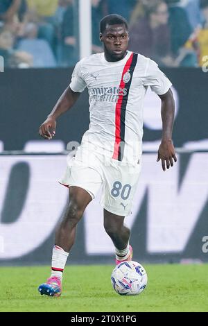 Gênes, Italie. 07 octobre 2023. Yunus Musah de l'AC Milan lors du Serie A Tim match entre Genoa CFC et AC Milan au Luigi Ferrari Stadium le 7 octobre 2023 à Gênes, Italie. Crédit : Giuseppe Maffia/Alamy Live News Banque D'Images