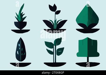 Une collection de quatre types de plantes différentes Illustration de Vecteur