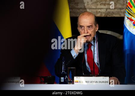 Bogota, Colombie. 09 octobre 2023. Jaime Enrique Rodriguez, président du conseil d'Etat de Colombie lors de l'installation de la session 162 de la Cour interaméricaine des droits de l'homme (CIDH) à Bogota, Colombie, le 9 octobre 2023. La Cour examinera les cas du Chili, du Guatemala et du Brésil. Photo : CHEPA Beltran/long Visual Press crédit : long Visual Press/Alamy Live News Banque D'Images