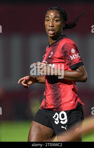 Milan, Italie. 07 octobre 2023. Milano, Italia, 07.10.23 chante Dompig (99 AC Milan) lors du match féminin Serie A entre l'AC Milan et la Juventus FC au Vismara Sports Center à Milan, Italia Soccer (Cristiano Mazzi/SPP) crédit : SPP Sport Press photo. /Alamy Live News Banque D'Images