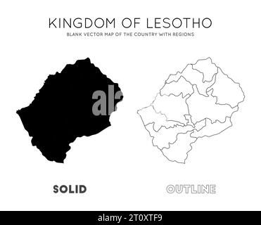 Carte Lesotho. Carte vectorielle vierge du pays avec les régions. Frontières du Lesotho pour votre infographie. Illustration vectorielle. Illustration de Vecteur