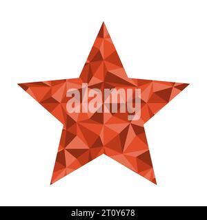Étoile rouge simple à cinq pointes avec motif de triangle abstrait à l'intérieur, illustration vectorielle Illustration de Vecteur