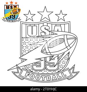 Vecteur de logo de sport, logo d'équipe de rugby, coloriage ou livre Illustration de Vecteur