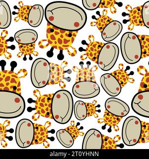 motif vectoriel sans couture avec dessin animé de tête de girafes Illustration de Vecteur