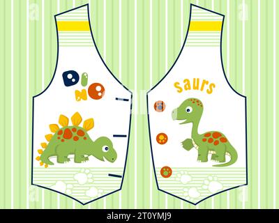 brontosaurus drôle avec stegosaurus dans le modèle de vêtements pour enfants. Illustration de dessin animé vectoriel Illustration de Vecteur