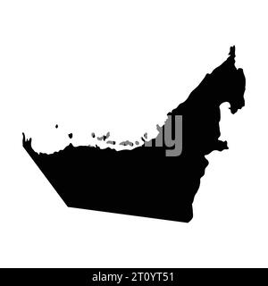 Carte de l'île des émirats arabes Unis territoire de silhouette de région, illustration de style de forme noire Illustration de Vecteur