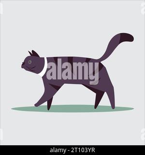 Ce vecteur animé représente une image en mouvement d'un chat marchant, créant une illustration vivante et adorable. Illustration de Vecteur
