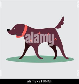 Ce vecteur animé représente une image en mouvement d'un chien marchant, créant une illustration vivante et adorable. Illustration de Vecteur