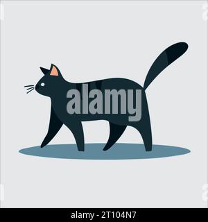 Ce vecteur animé représente une image en mouvement d'un chat marchant, créant une illustration vivante et adorable. Illustration de Vecteur