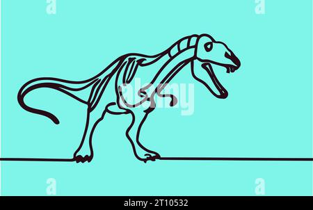 Ligne continue Allosaurus. Dessin au trait d'anciens dinosaures Allosaurus. les grands animaux dans les temps anciens Illustration de Vecteur