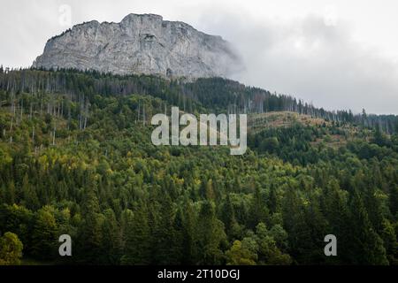 Pic Muran dans les nuages, Parc National Belianske Tatras, Slovaquie Banque D'Images