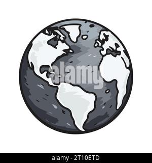 Icône globe Earth noire. Dessin de silhouette de globe isolé sur fond blanc. Illustration vectorielle. Illustration de Vecteur