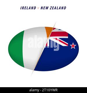 Compétition de rugby Irlande vs Nouvelle-Zélande. Rugby contre icône pour les quarts de finale. Illustration vectorielle. Illustration de Vecteur