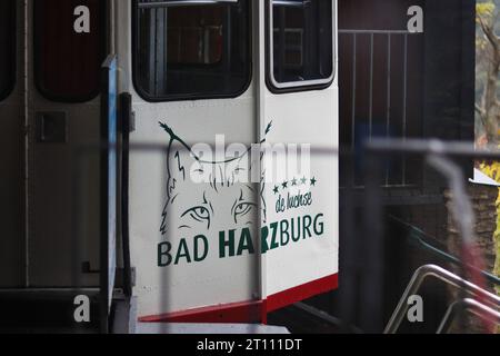 Bad Harzburg Allemagne - 25 septembre 2022 : téléphérique au sommet de la montagne Burgberg. Banque D'Images