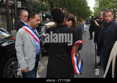 La Maire de France Anne Hidalgo se joint aux soutiens du peuple israélien après un appel du Conseil représentatif des institutions juives de France (CRIF) entre la place Victor Hugo et la place du Trocadéro à Paris, France le 9 octobre 2023. (Pgoto par Lionel Urman/Sipa USA) Banque D'Images