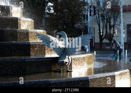 Statue d'oiseau dans la fontaine en gros plan Banque D'Images