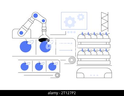 Les robots de tri et d'emballage ont isolé des illustrations vectorielles de dessins animés. Illustration de Vecteur