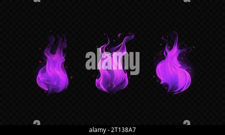 Flamme lilas brillante avec des étincelles. Illustration vectorielle. Illustration de Vecteur