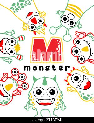 ensemble de dessin animé de vecteur monstre drôle Illustration de Vecteur