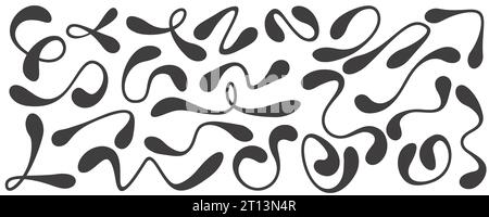 Éléments rétro Y2K. Formes graphiques et symboles géométriques. Figures abstraites vectorielles. Conduites de liquide groovy. Illustration à la mode vectorielle Illustration de Vecteur