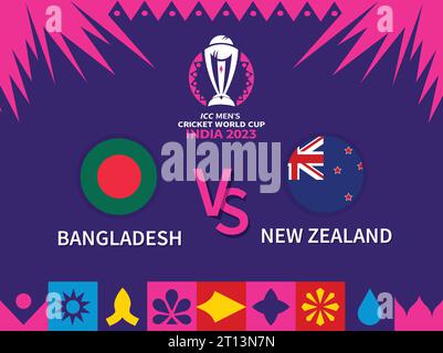 Coupe du monde BANGLADESH vs NOUVELLE-ZÉLANDE Match 2023 contexte Illustration de Vecteur