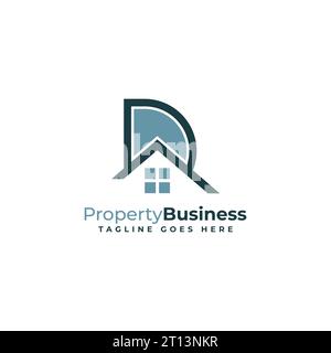 Lettre D logo immobilier, logo d'entreprise de propriété pour la lettre initiale D ou R - logo de monogramme créatif pour l'entreprise immobilière. Illustration de Vecteur