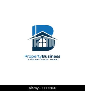 Lettre B logo immobilier, conception simple de logo pour les affaires de propriété - B lettre logo monogramme Illustration de Vecteur