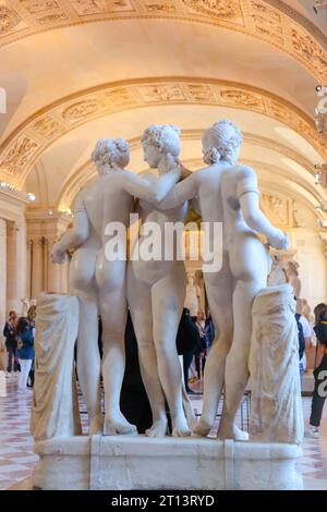 Les trois Grâces d'Antonio Canova. Musée du Louvre, Paris, France. Galerie de sculptures du Louvre. Banque D'Images