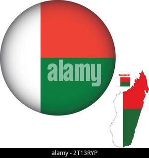 Forme ronde du drapeau de Madagascar Illustration de Vecteur
