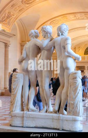 Les trois Grâces d'Antonio Canova. Musée du Louvre, Paris, France. Galerie de sculptures du Louvre. Banque D'Images