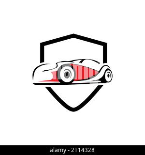 conception de logo abstrait de vecteur de lignes de protection de voiture Illustration de Vecteur