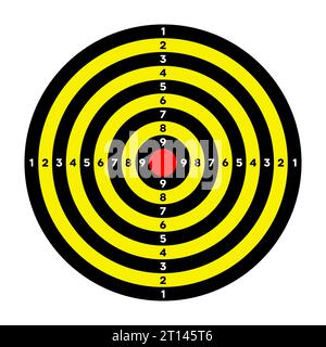 Cible en papier du champ de tir avec divisions, marques et numéros. Tir à l'arc, entraînement au tir à l'arme à feu, compétition sportive et chasse. Bullseye Illustration de Vecteur