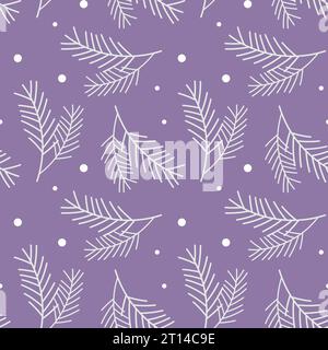 Motif de Noël avec des branches de genévrier de sapin sur fond violet. Illustration vectorielle Illustration de Vecteur