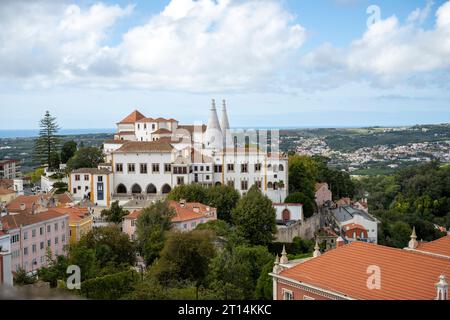 Palais national à Sintra, Portugal.Sintra est une ville et une municipalité dans la région du Grand Lisbonne au Portugal, Une destination touristique majeure célèbre pour Banque D'Images