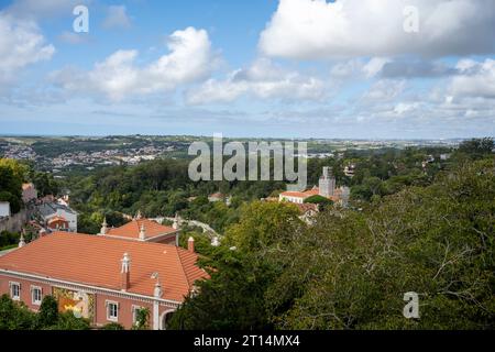 Palais national à Sintra, Portugal.Sintra est une ville et une municipalité dans la région du Grand Lisbonne au Portugal, Une destination touristique majeure célèbre pour Banque D'Images