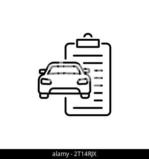 Icône de liste de contrôle de réparation de voiture de la collection de mécanicons. Liste de contrôle de réparation de voiture linéaire mince, contrôle, icône de contour de liste isolée sur fond blanc. Illustration de Vecteur