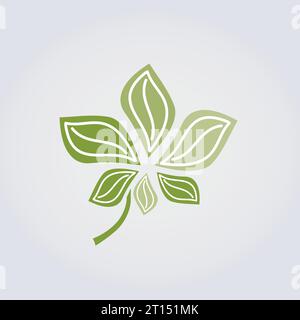 Icône nature, Paysage, feuillage, feuilles et gouttes d'eau Design Bleu couleurs vertes pour la conception de logo Green Business Jardinage Illustration de Vecteur