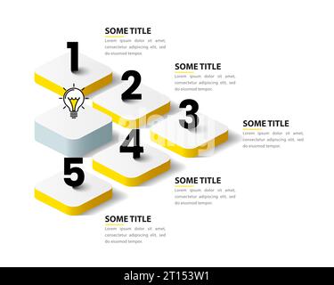 Modèle infographique avec icônes et 5 options ou étapes. Idée. Peut être utilisé pour la mise en page de flux de travail, diagramme, bannière, webdesign. Illustration vectorielle Illustration de Vecteur