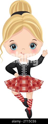 Vector Cute Girl exécutant Highland Dance Illustration de Vecteur