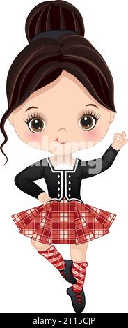 Vector Cute Girl exécutant Highland Dance Illustration de Vecteur