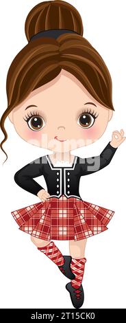 Vector Cute Girl exécutant Highland Dance Illustration de Vecteur