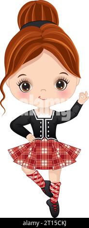 Vector Cute Girl exécutant Highland Dance Illustration de Vecteur