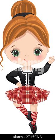 Vector Cute Girl exécutant Highland Dance Illustration de Vecteur
