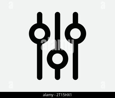 Mixeur audio Dial icône musique son panneau de volume contrôle des médias Tuner Studio Balance niveau Mix Noir blanc contour ligne forme signe symbole EPS Vector Illustration de Vecteur