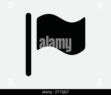 Drapeau sur poteau icône vague ondulation bannière emblème emplacement Géographie succès flutter Tavel Noir blanc contour forme signe symbole EPS Vector Illustration de Vecteur