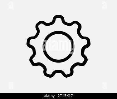 Icône d'engrenage Réglage des mécanismes de la machine mécanique Paramètres de la roue dentée roue dentée moteur de travail industriel Noir blanc contour de la ligne forme signe symbole EPS Vecto Illustration de Vecteur