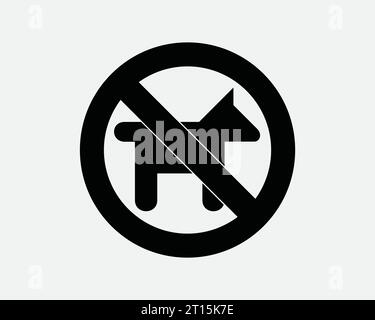 Animaux interdits signe animaux interdits interdiction interdite restriction interdiction Avertissement chiens attention Noir blanc contour forme de la ligne icône symbole EPS Vector Illustration de Vecteur