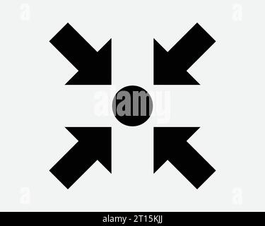 Zoom arrière icône de flèche quatre 4 points pointeur cible objectif position du point d'assemblage navigation ici Noir blanc forme ligne contour signe symbole EPS vecteur Illustration de Vecteur