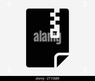 Zip File icon Compressed Folder document Archive Save Computer Tech IT Button Télécharger papier Noir blanc forme ligne Outline Sign Symbol EPS Vector Illustration de Vecteur